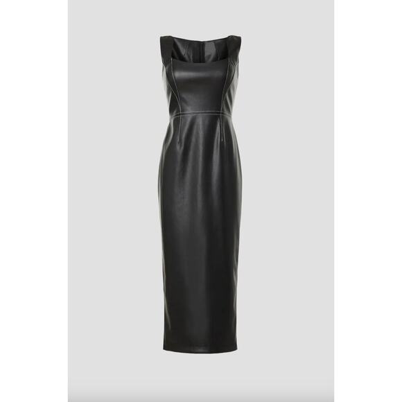 Bibhu Mohapatra Faux Leather Dress Sz 10 - Picture 3 of 6